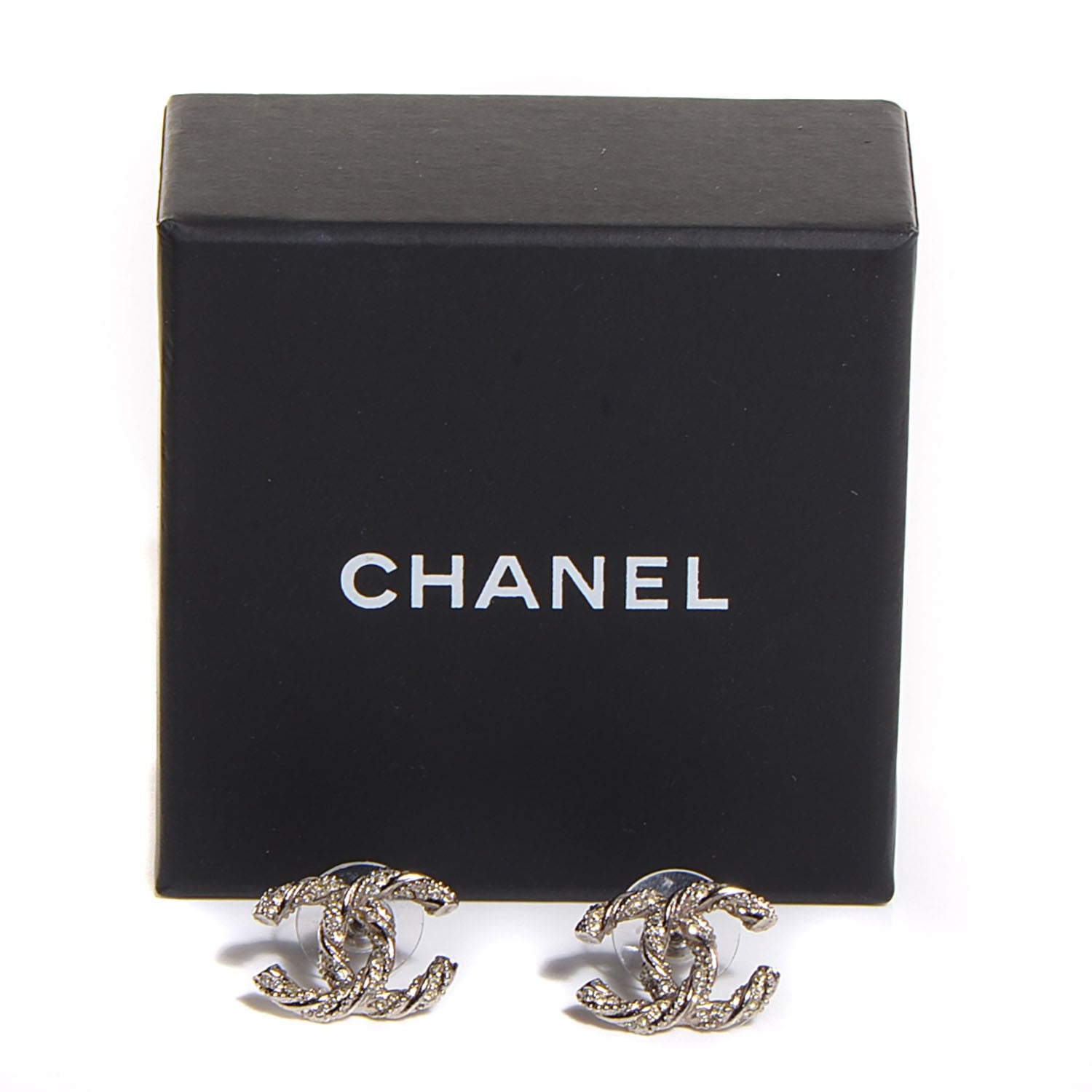 Chanel Crystal CC Earrings Silver 4 of 6