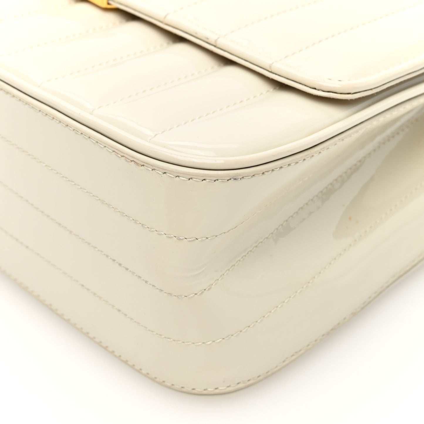 Patent Matelasse Monogram Large Vicky Chain Bag Crema Soft