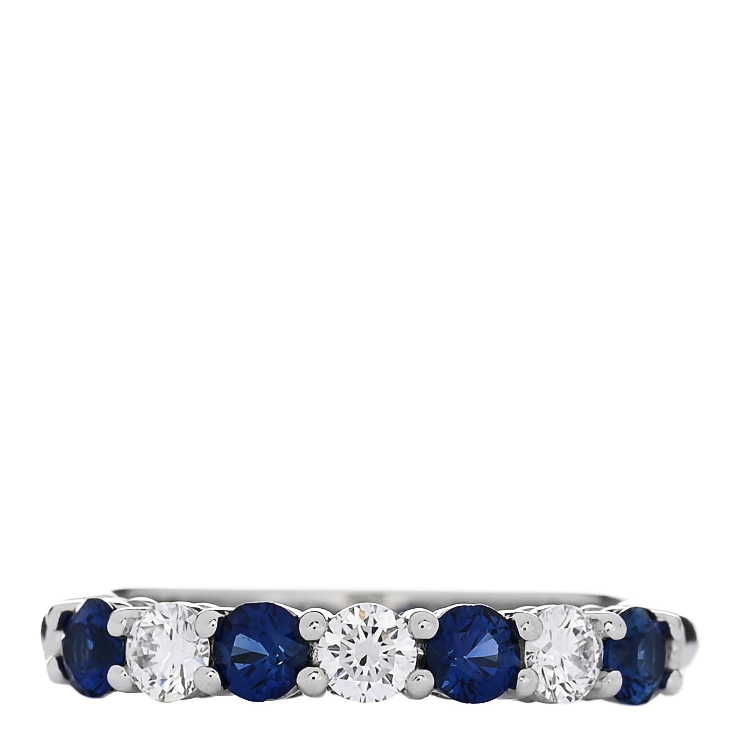 Tiffany Platinum Diamond Blue Sapphire Embrace Half Circle Ring 49 5 1 of 5