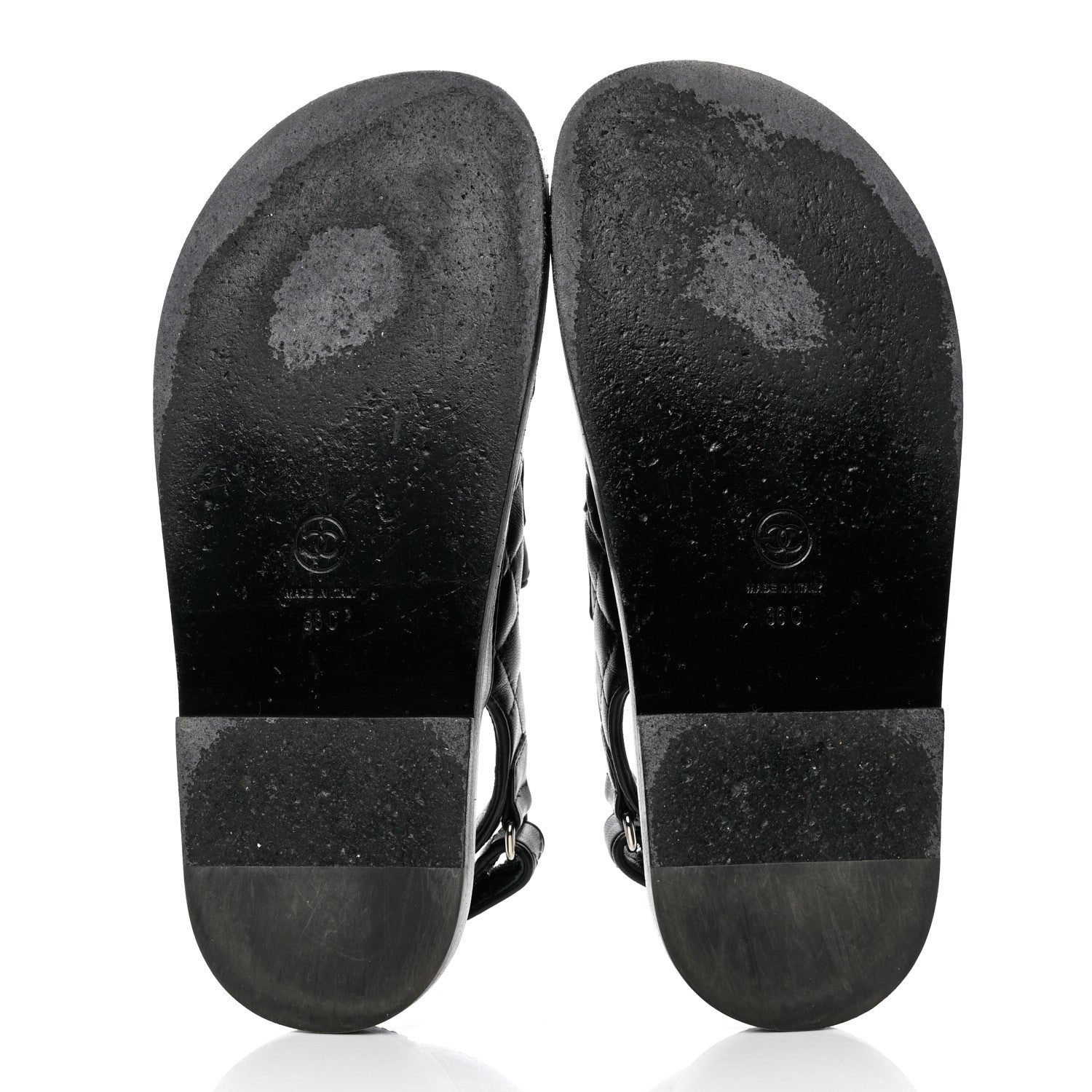Chanel Grained Calfskin Velcro Dad Sandals 36 Black 5 of 11