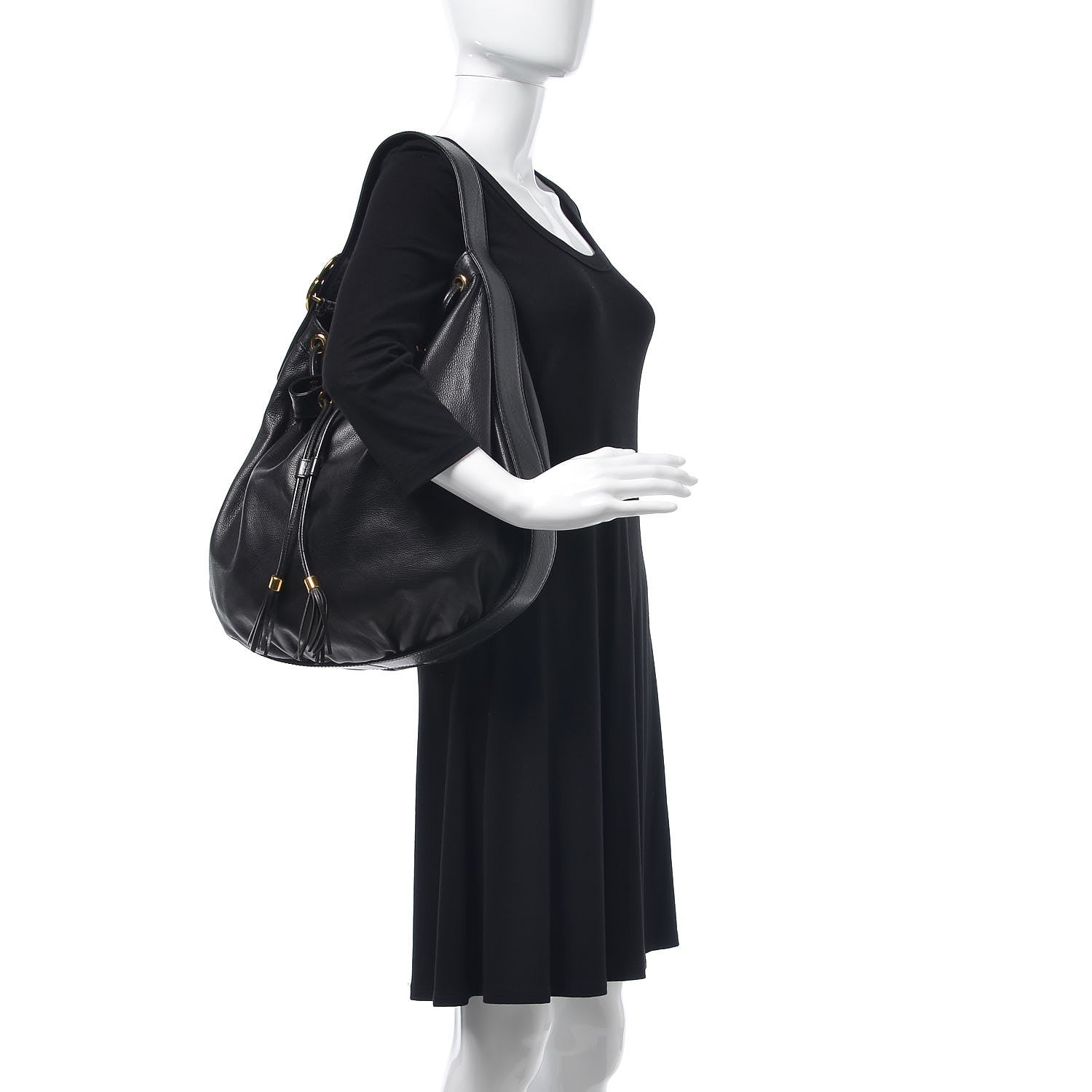 Gucci Pebbled Calfskin Medium Interlocking Icon Shoulder Bag Black 2 of 7