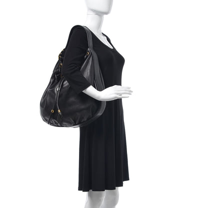 Gucci Pebbled Calfskin Medium Interlocking Icon Shoulder Bag Black 2 of 7