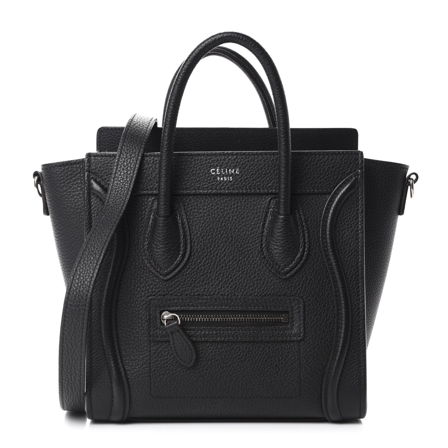 Celine Drummed Calfskin Nano Luggage Black 1 of 10