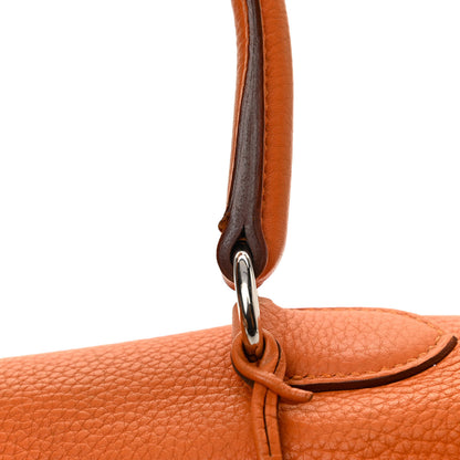 Hermes Taurillon Clemence Shoulder Kelly 40 Orange 10 of 13