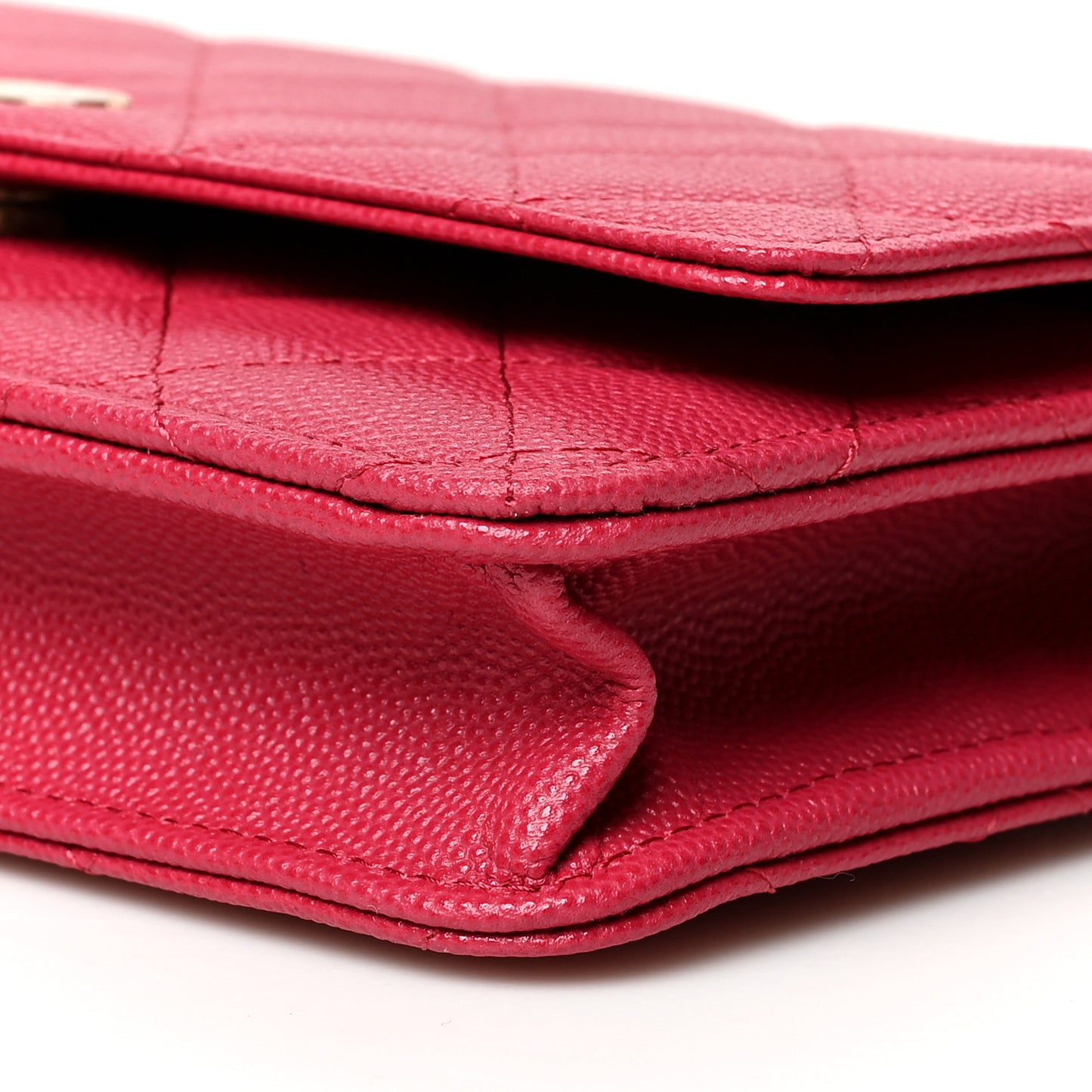 Caviar Quilted Wallet On Chain WOC Dark Pink