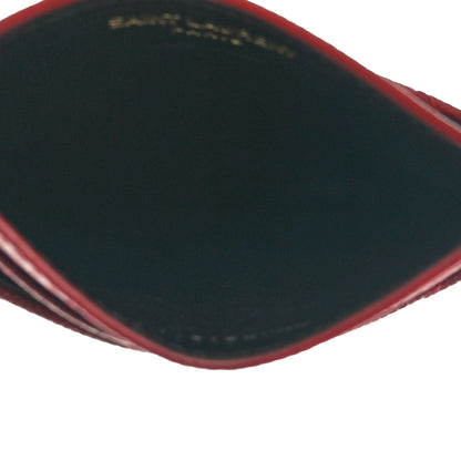 Saint Laurent Grain De Poudre Matelasse Chevron Monogram Credit Card Case Opyum Red 5 of 9