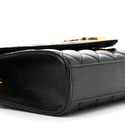 Saint Laurent Grain De Poudre Textured Mixed Matelasse Triquilt Small Monogram Satchel Black 9 of 13