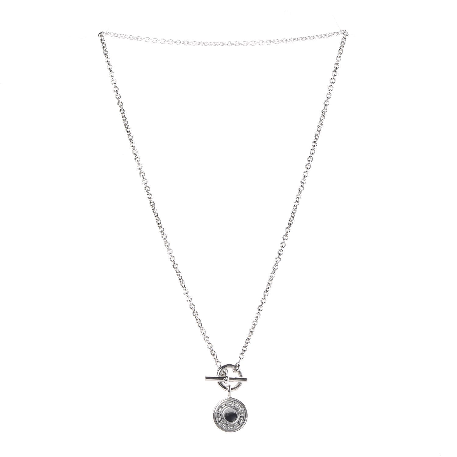 Hermes Sterling Silver Amulettes H Confettis Pendant Necklace 3 of 7