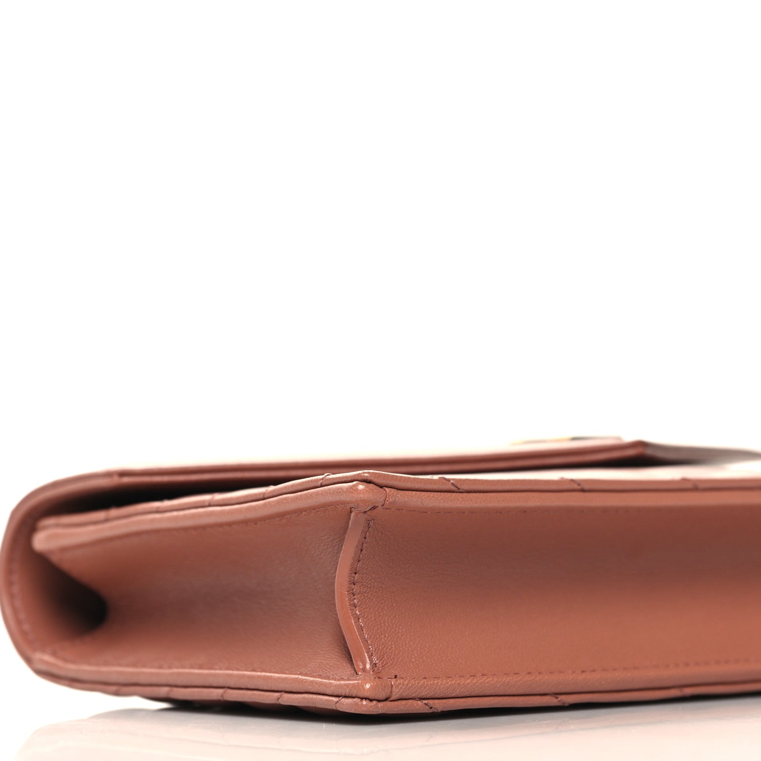 Saint Laurent Calfskin Matelasse Chevron Monogram Envelope Chain Wallet Barely Pink 8 of 9