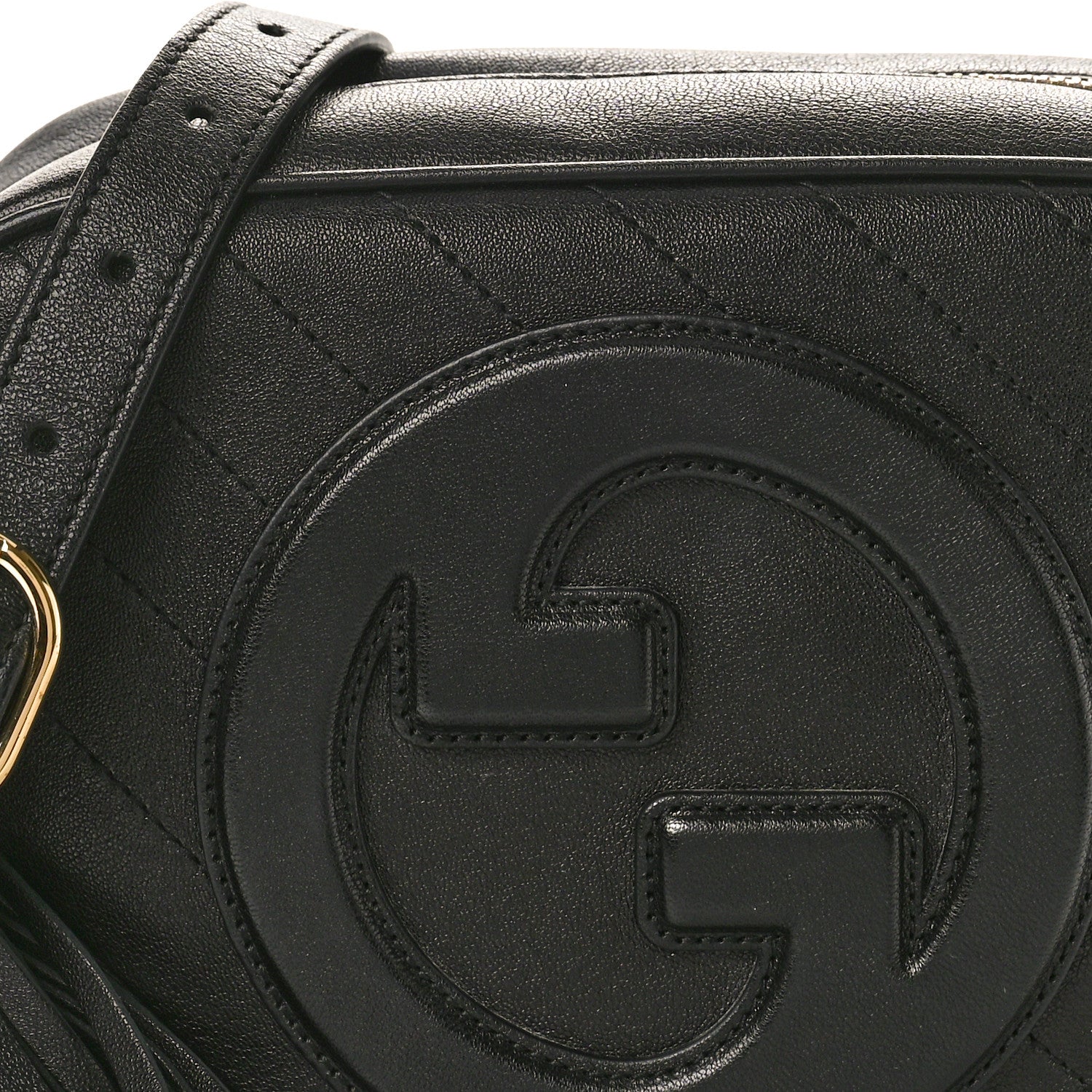 Gucci Sakai Be Green Calfskin Diagonal Stitched Small Blondie Shoulder Bag Black 7 of 9
