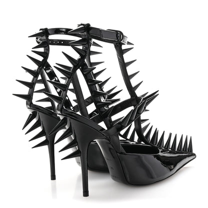 Balenciaga Glossy Calfskin Spiked Pumps 36 Black 5 of 10