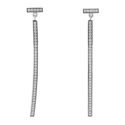 Tiffany 18K White Gold Diamond T Bar Earrings 1 of 5