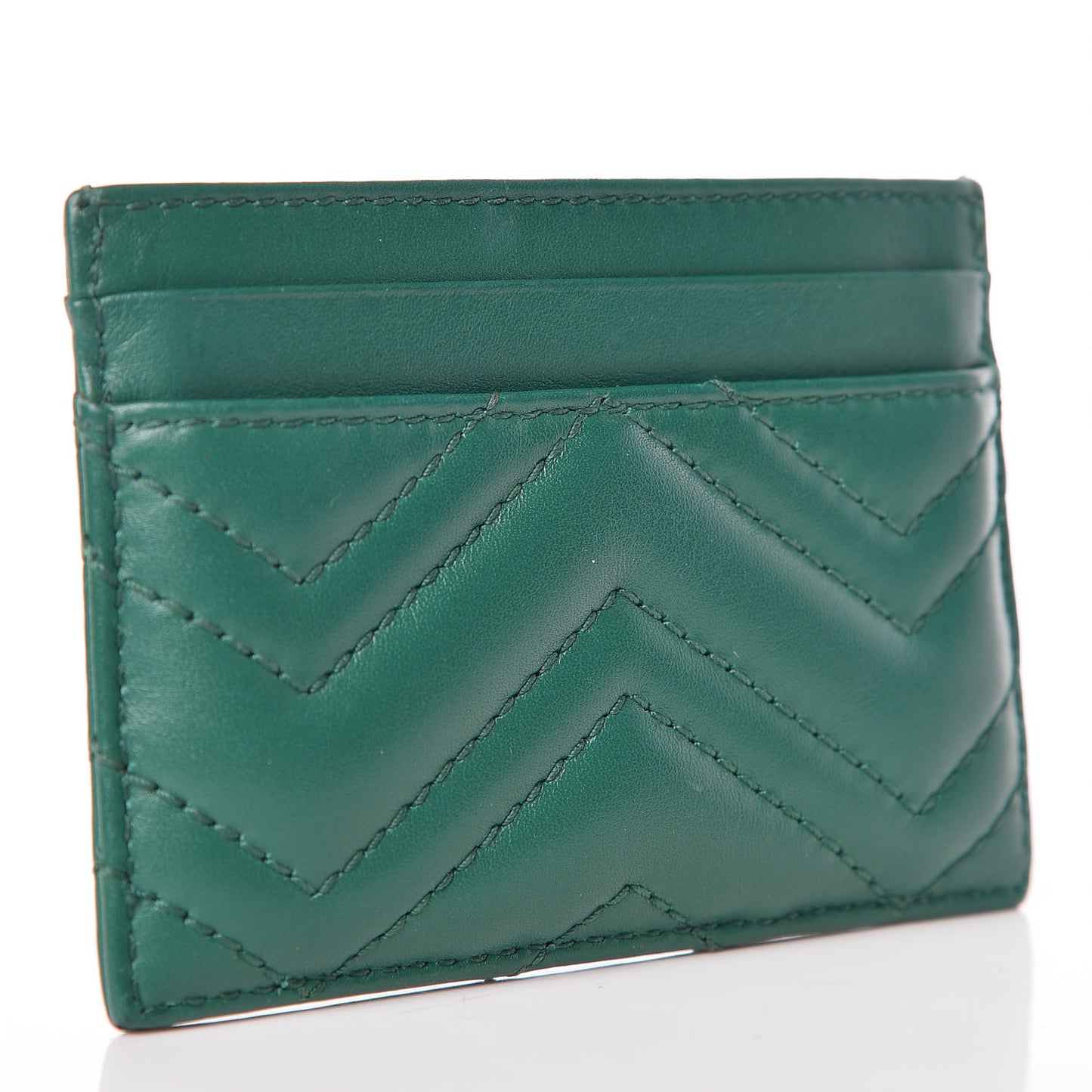 Calfskin Matelasse GG Marmont Card Holder Emerald Green