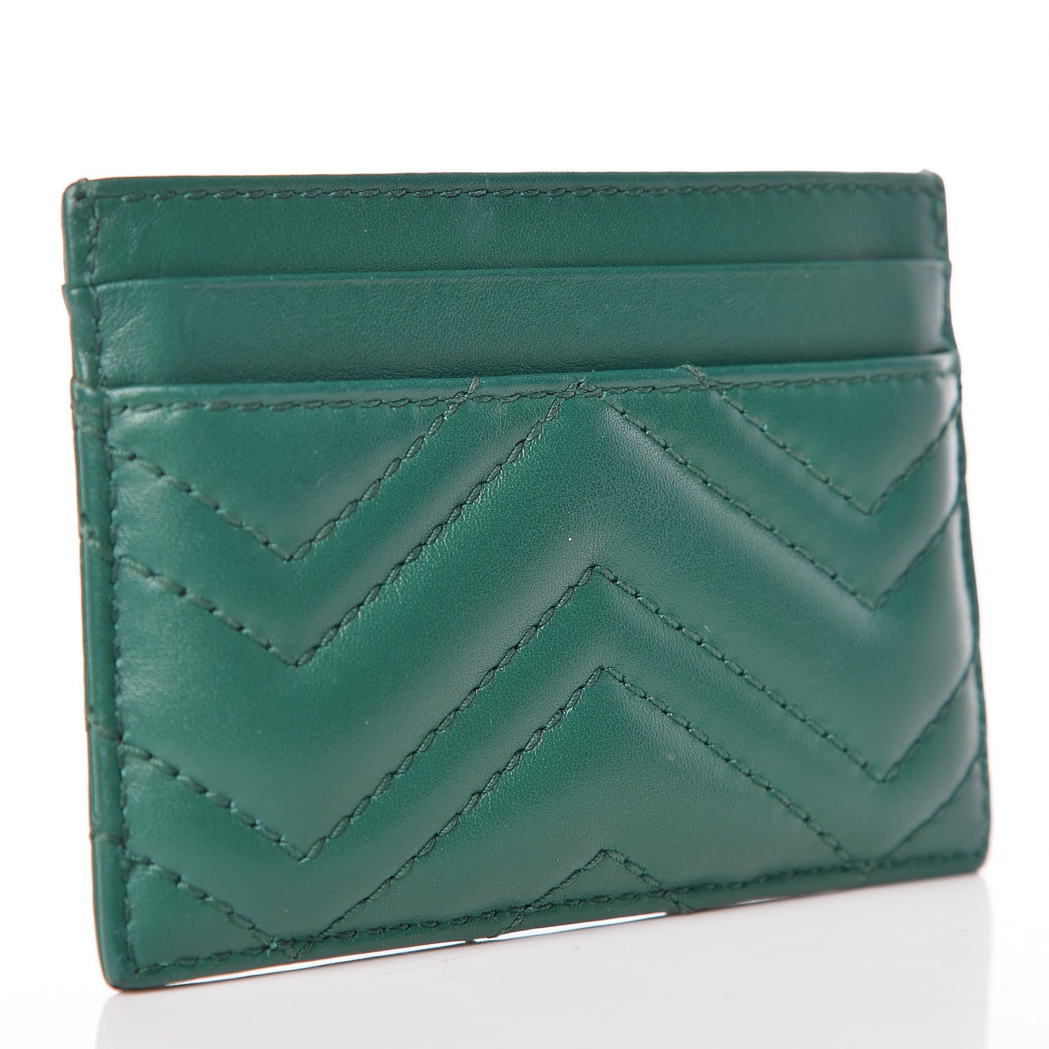 Gucci Calfskin Matelasse GG Marmont Card Holder Emerald Green 3 of 7