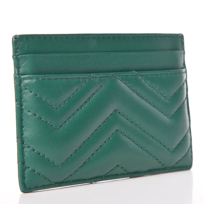 Gucci Calfskin Matelasse GG Marmont Card Holder Emerald Green 3 of 7