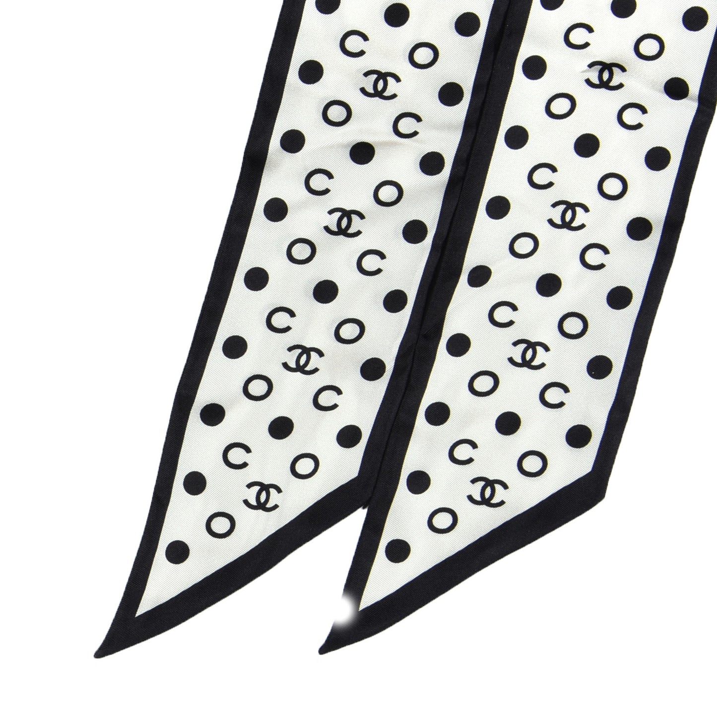 Silk Polka Dot CC Bandeau Scarf White Black