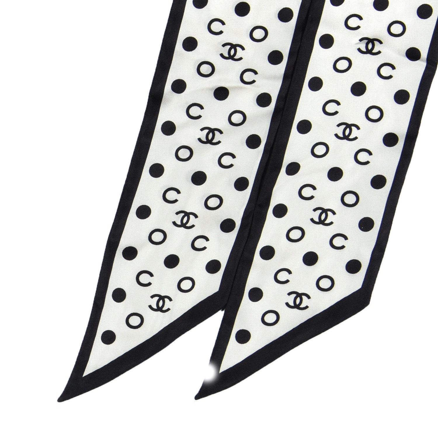 Chanel Silk Polka Dot CC Bandeau Scarf White Black 4 of 4