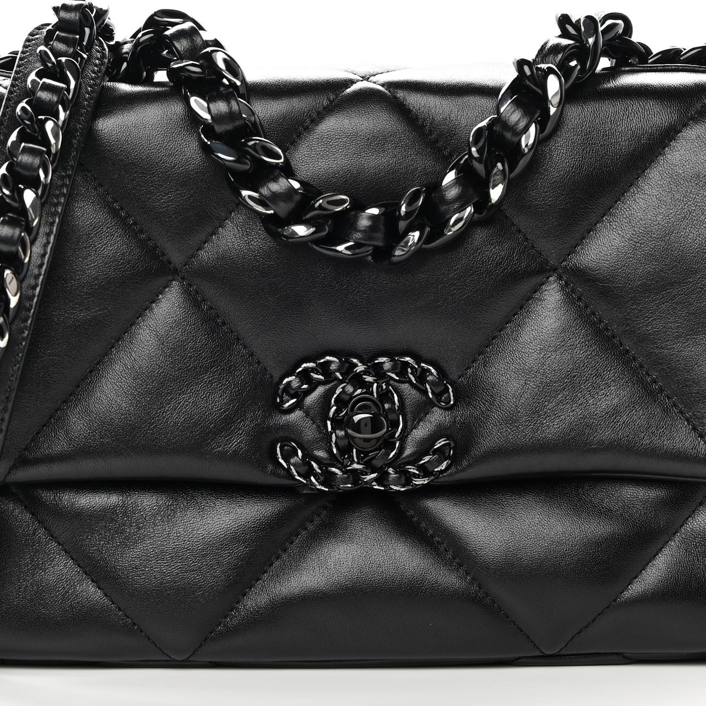 Lambskin Quilted Medium Chanel 19 Flap So Black