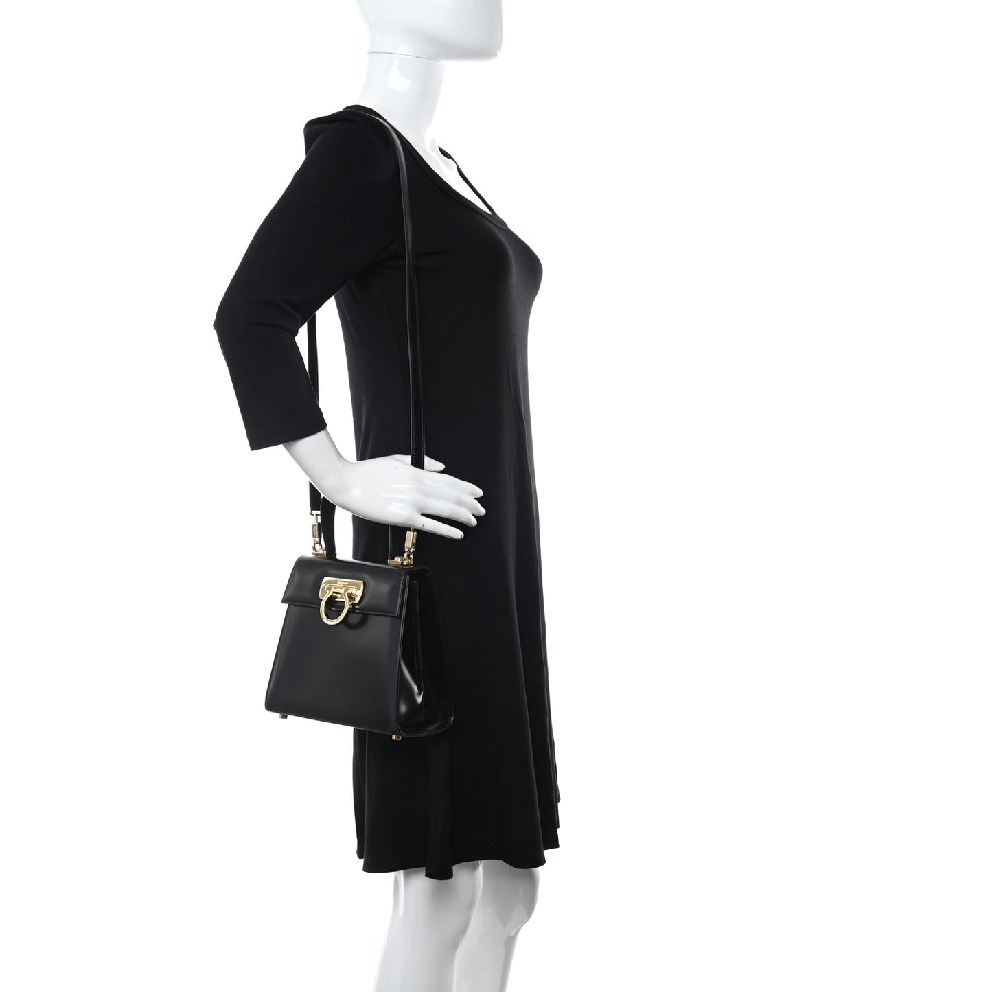 Brushed Off Calfskin Iconic Top Handle Bag Black