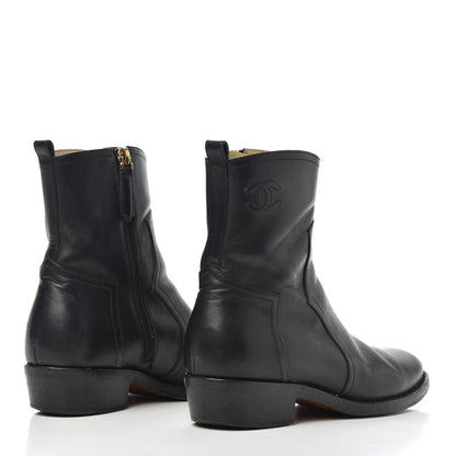 Chanel Calfskin Paris Dallas Zip Ankle Boots 36 Black 4 of 18