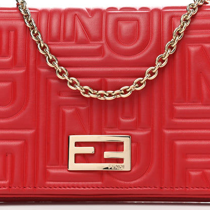Fendi Nappa Logo Embossed Long Wallet on Chain Rosso 9 of 11