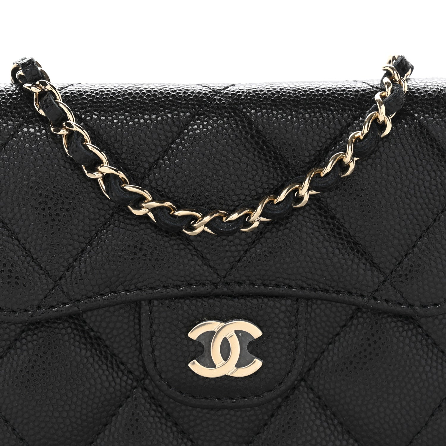 Chanel Caviar Quilted Flap Card Holder On Chain Black 9 of 11