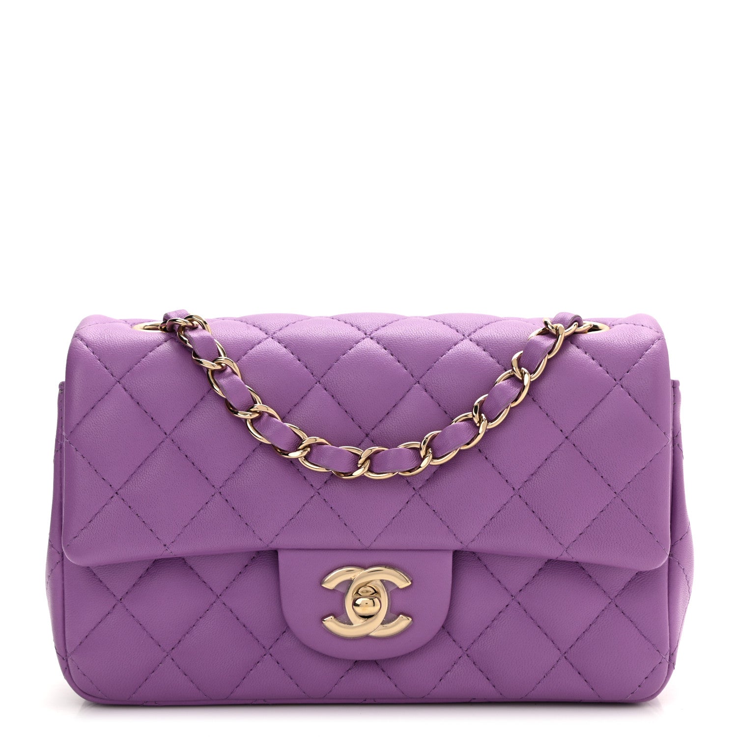 Chanel Lambskin Quilted Mini Rectangular Flap Purple 1 of 11