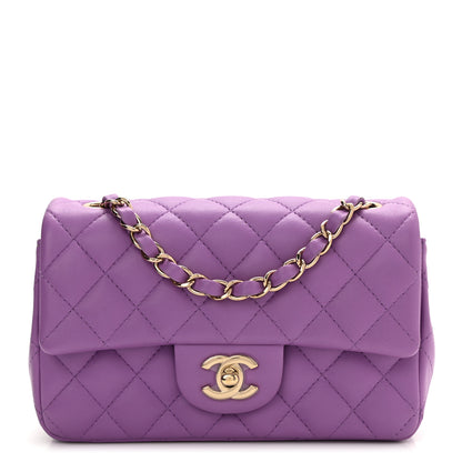 Chanel Lambskin Quilted Mini Rectangular Flap Purple 1 of 11