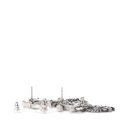 Chanel Ruthenium Pearl Chain CC Drop Earrings 3 of 4