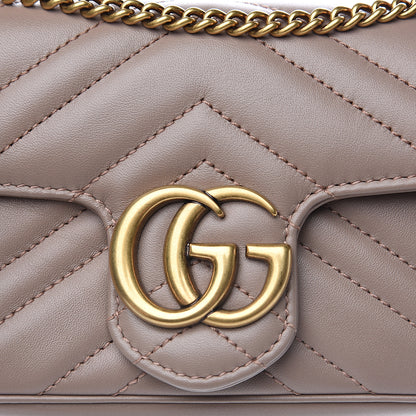 Gucci Calfskin Matelasse Super Mini GG Marmont Shoulder Bag Porcelain Rose 7 of 12
