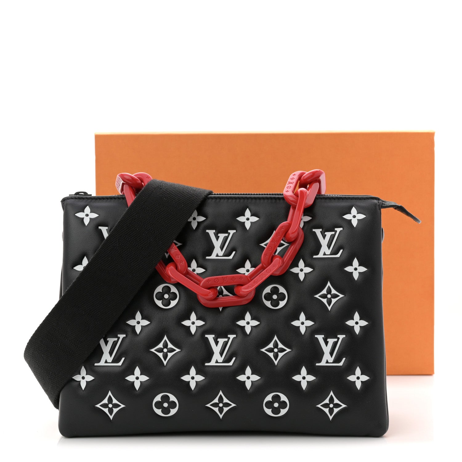Louis Vuitton Lambskin Embossed Monogram Coussin PM Black White 10 of 10