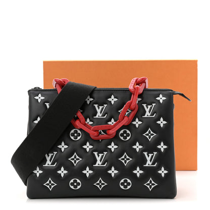 Louis Vuitton Lambskin Embossed Monogram Coussin PM Black White 10 of 10