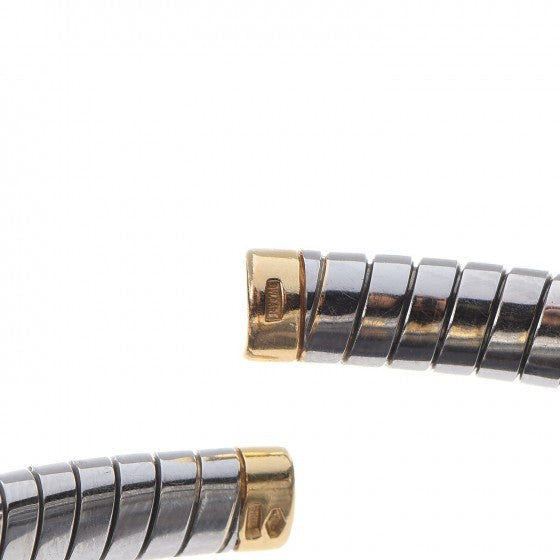 Bulgari BVLGARI 18K Gold Stainless Steel Tubogas Open Hearts Bracelet 6 of 7