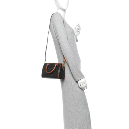 Celine Triomphe Canvas Calfskin Small Boston Bag Tan 2 of 10