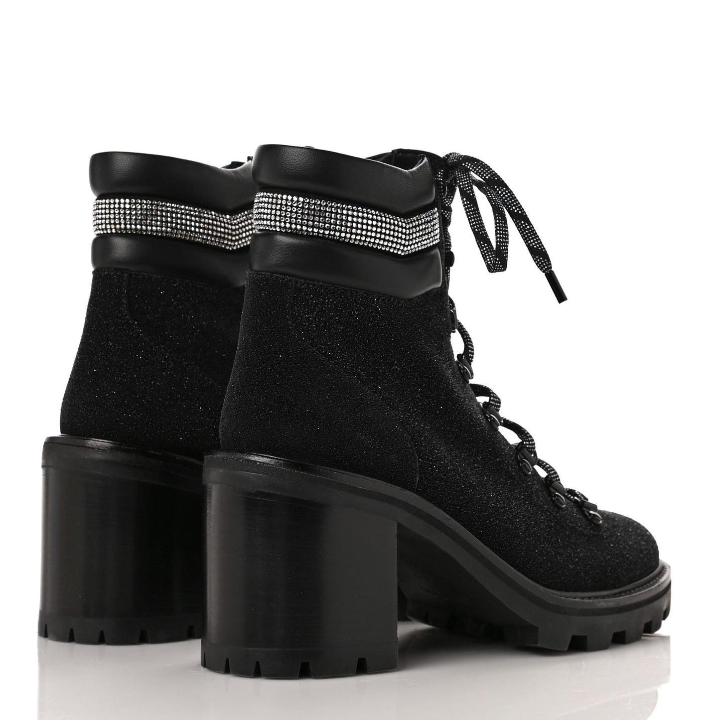 Suede Glitter Crystal Embellished Womens Eshe 65 Hiking Boots 41 Black