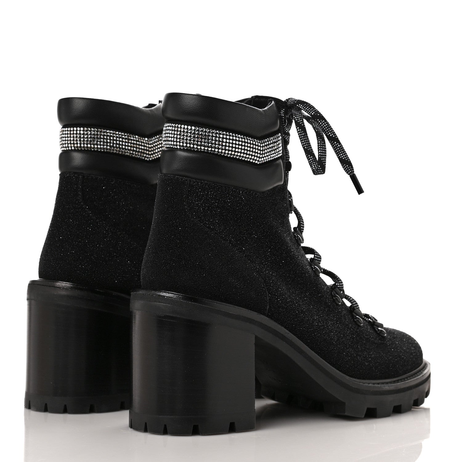 Jimmy Choo Suede Glitter Crystal Embellished Womens Eshe 65 Hiking Boots 41 Black 4 of 6