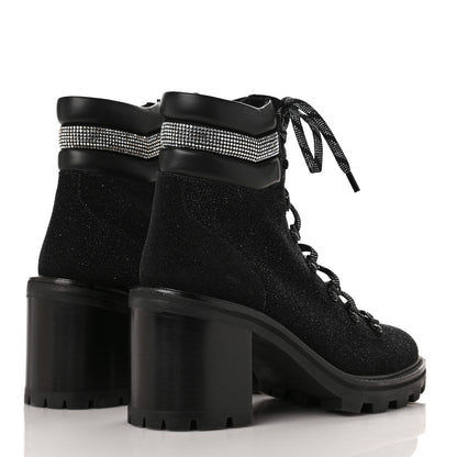 Jimmy Choo Suede Glitter Crystal Embellished Womens Eshe 65 Hiking Boots 41 Black 4 of 6