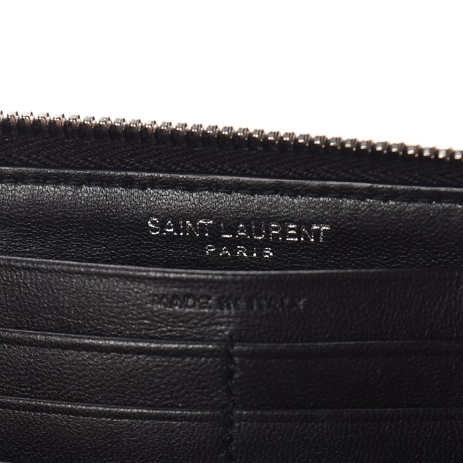 Saint Laurent Calfskin Matelasse Chevron Monogram Zip Around Wallet Black 6 of 8