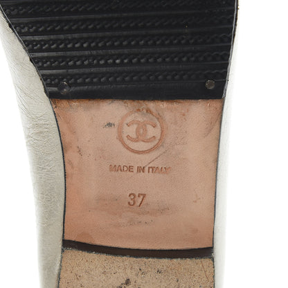 Chanel Metallic Lambskin Cap Toe CC Ballerina Flats 37 Gold Black 8 of 18