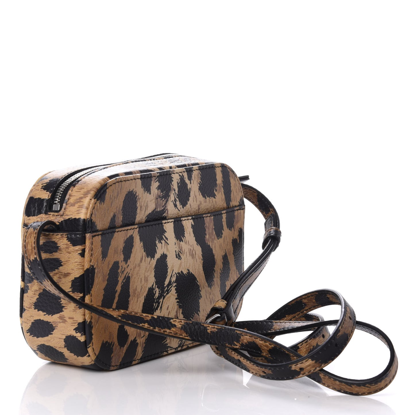 Calfskin Printed Leopard XS Everyday Camera Bag Beige White