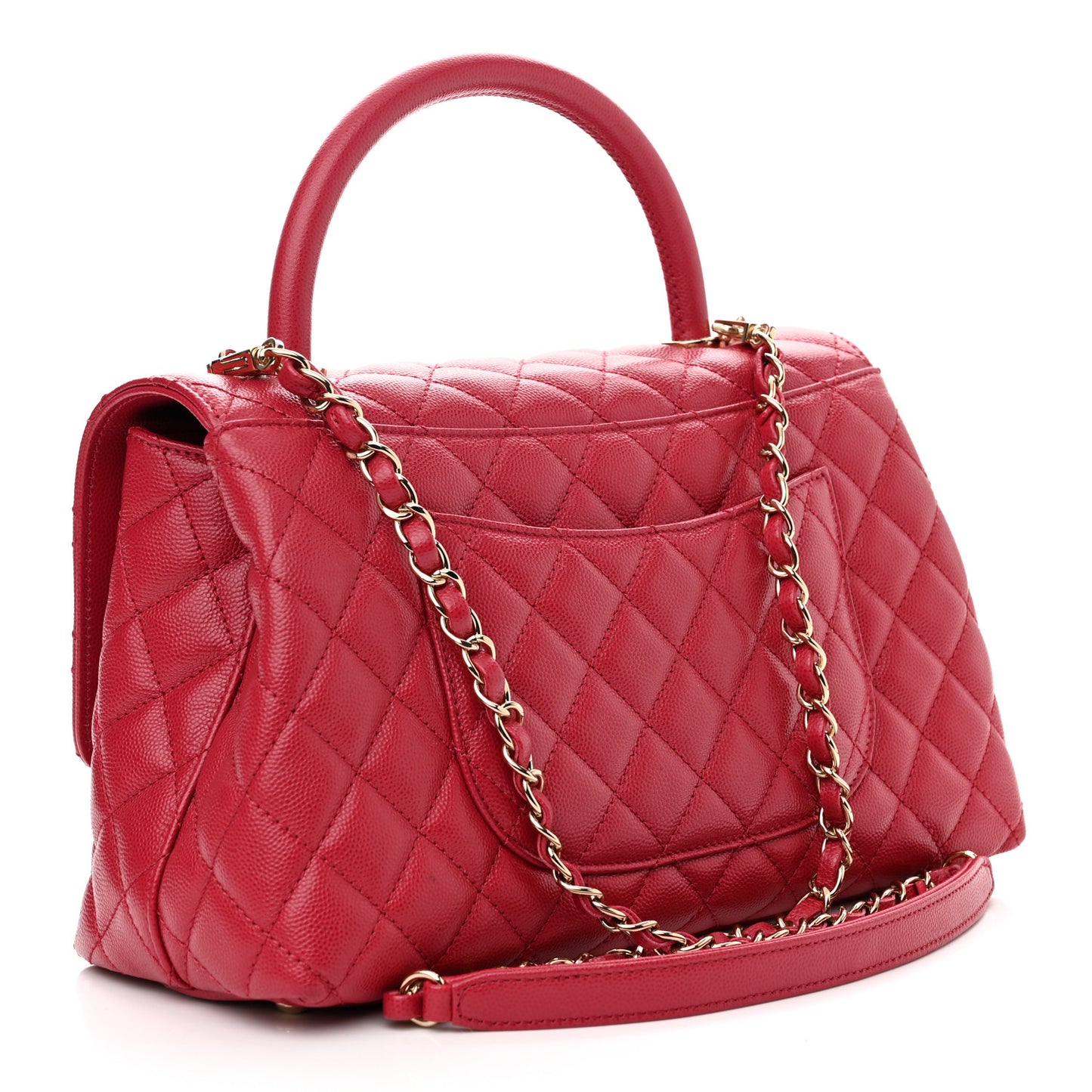 Caviar Quilted Small Coco Handle Flap Dark Pink
