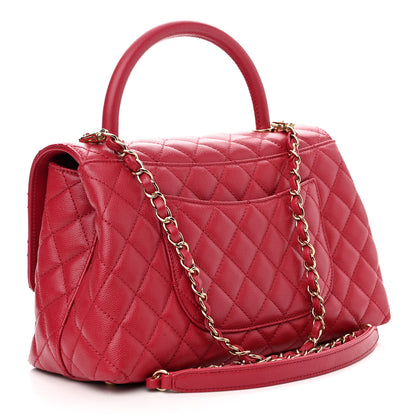 Chanel Caviar Quilted Small Coco Handle Flap Dark Pink 3 of 10