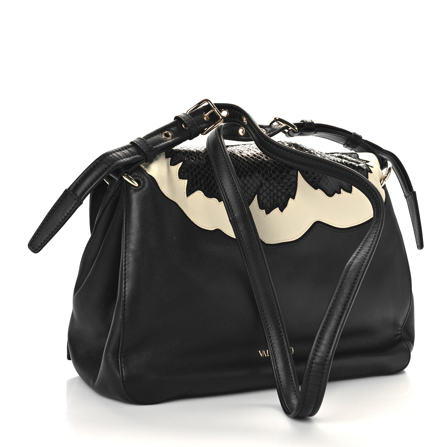 Valentino Garavani Lambskin Snakeskin Bloomy Crossbody Bag Black 3 of 8