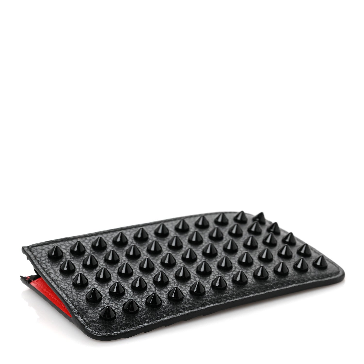 Christian Louboutin Grained Calfskin Spikes Zip Card Holder Black 4 of 8