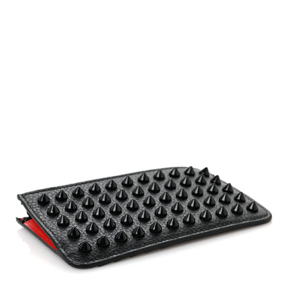 Christian Louboutin Grained Calfskin Spikes Zip Card Holder Black 4 of 8
