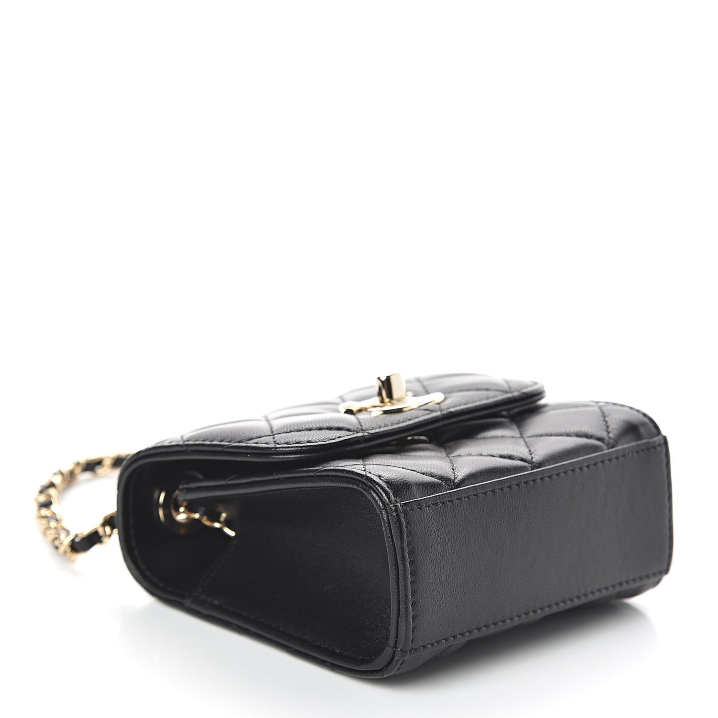 Lambskin Quilted Mini Trendy CC Chain Wallet Black