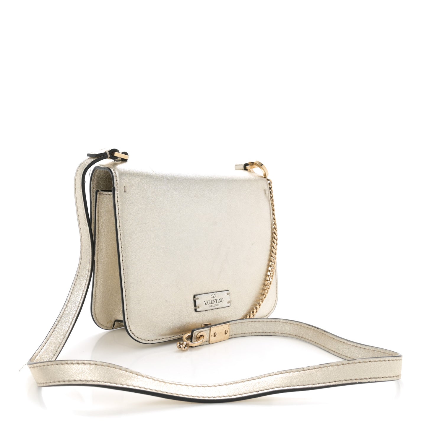 Metallic Calfskin Small VSling Shoulder Bag Gold