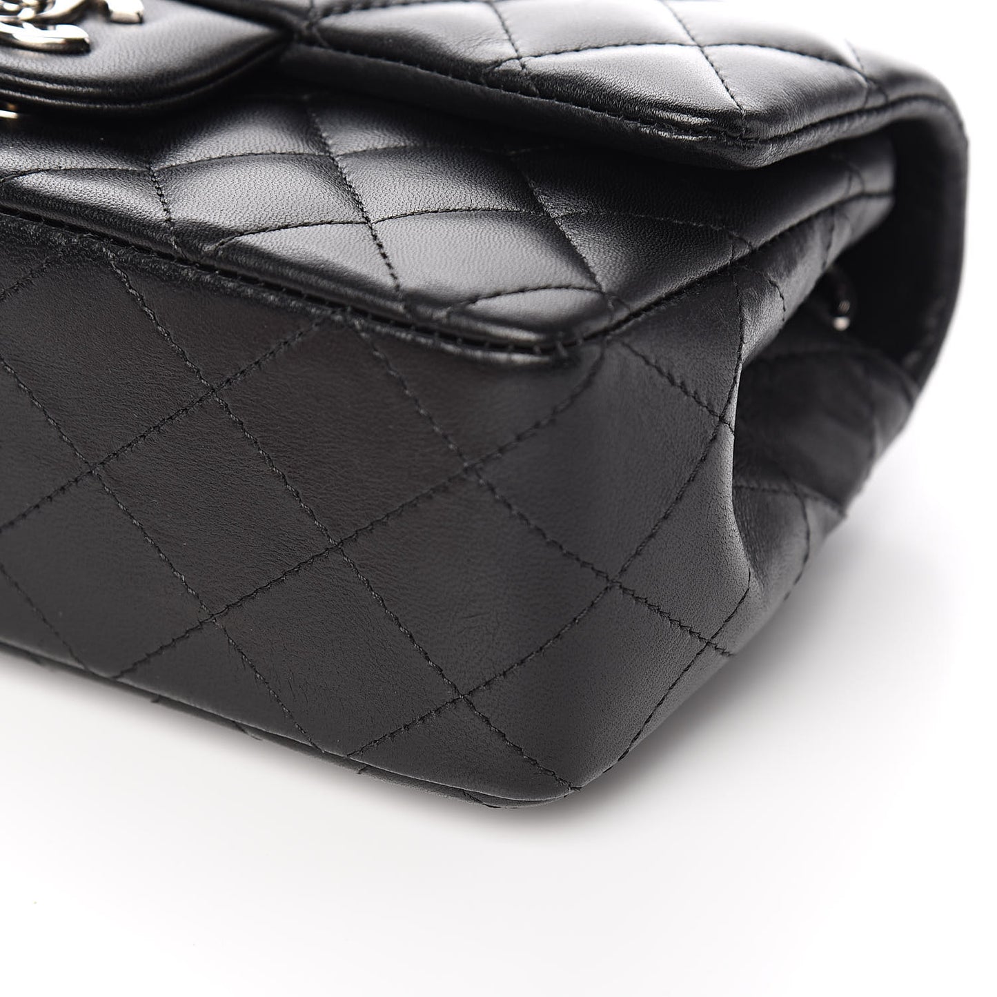Lambskin Quilted Mini Rectangular Flap Black