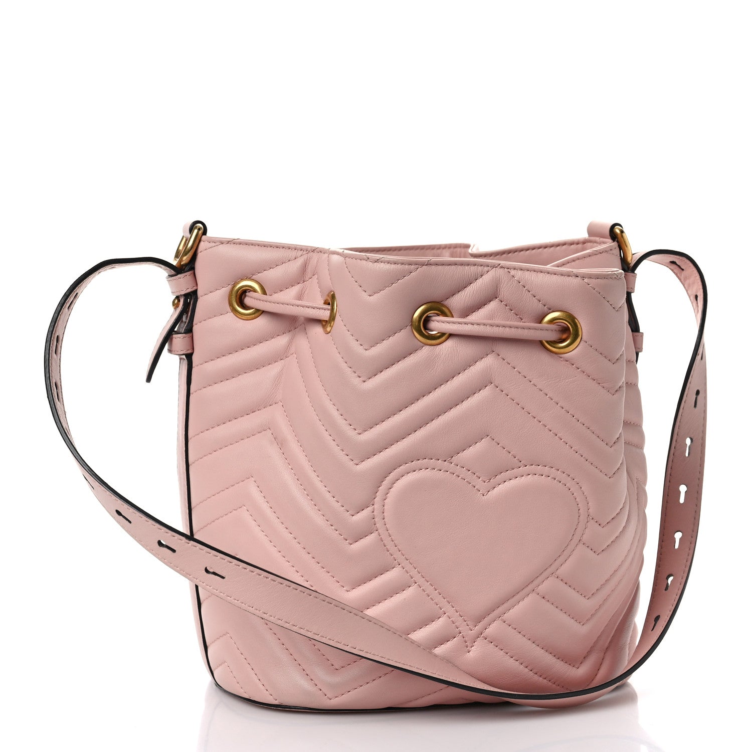Gucci Calfskin Matelasse Sylvie Web GG Marmont Bucket Bag Perfect Pink 3 of 11