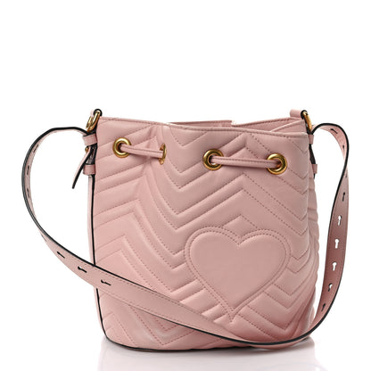 Gucci Calfskin Matelasse Sylvie Web GG Marmont Bucket Bag Perfect Pink 3 of 11